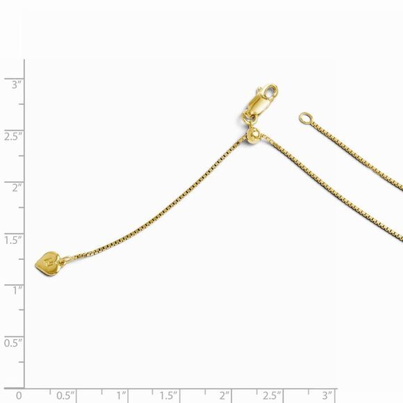 1mm Gold Tone Plated Sterling Silver Adj. Box Chain Necklace, 22 Inch - Picture 2 of 5